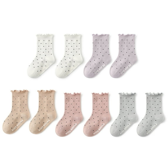 SILVERCELL Kids Girls Cotton Cute Socks Toddler Low Cut Crew Ankle Cute Lace Dots Print Socks 5 Pairs