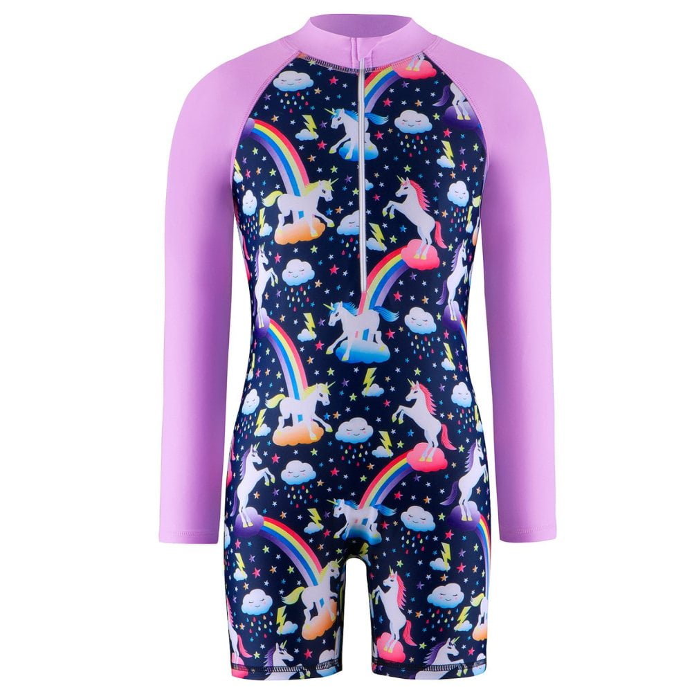 SILVERCELL Kids Girls One Piece Long Sleeved UV protective Bathing Suit ...