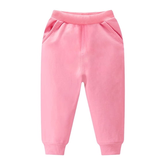 SILVERCELL Kids Solid Cotton Elastic Waist Joggers Long Pants Toddler Boy Girl Casual Bottoms Active Sweatpants 6M-11T