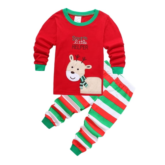 SILVERCELL Little Boys Girls Christmas Pajamas Toddler Long Sleeve Sleepwear Clothes Set Kids Pjs 2-7 Years
