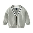 thumbnail image 1 of SILVERCELL Little Boys Girls V Neck Button Front Outerwear Kids Basic Long-Sleeve Knit Cardigan School Uniform Sweater for Children, 1 of 8