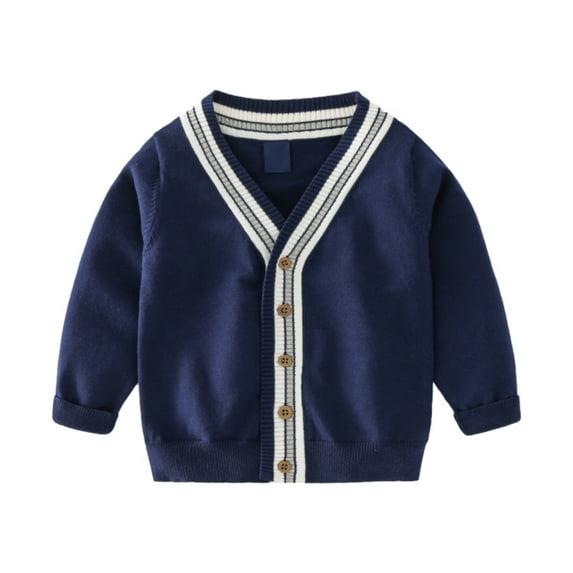 SILVERCELL Little Boys Girls V Neck Button Front Outerwear Kids Basic Long-Sleeve Knit Cardigan School Uniform Sweater for Children