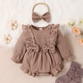 thumbnail image 1 of SILVERCELL Newborn Baby Girls Long Sleeve Ruffled Romper Bodysuit + Headband Outfits Clothes Set 0-24M, 1 of 8