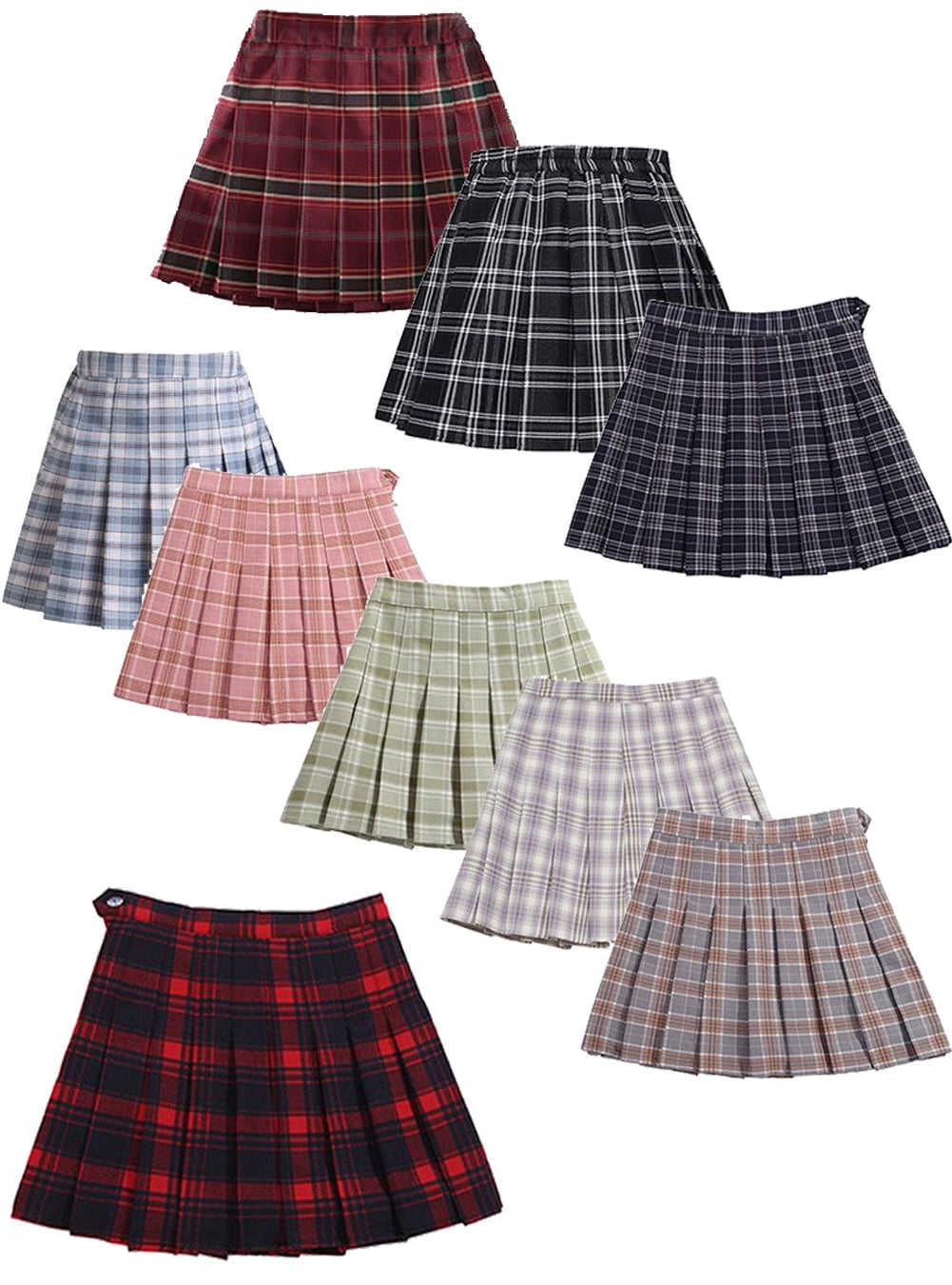 1212 Multi Colour Pleated Plaid Mini Skirt