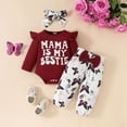 thumbnail image 1 of SILVERCELL Spring and Autumn Girls "mama" Letter Printed Pit Strip Long Sleeved Jumpsuit Butterfly Print Bow Pants with Scarf 0-18M, 1 of 11