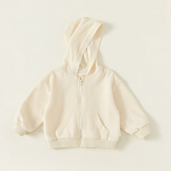 SILVERCELL Spring and Autumn Toddler Kids Boys and Girls Solid Color Zipper Coat Stylish and Versatile Hooded Sweatshirts 6M-6T