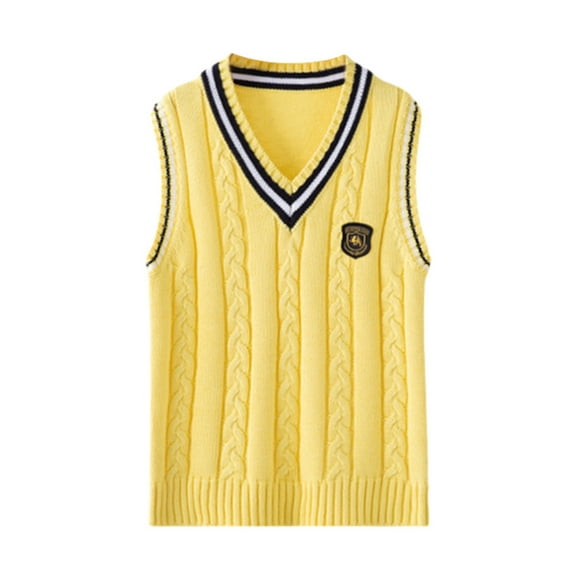 SILVERCELL Sweater Vest 100% Cotton School Uniform Vest for Little Girls Boy V Neck Sweater Vest Sleeveless Pullover Knitted Waistcoat for Big Teenage Boy Girls