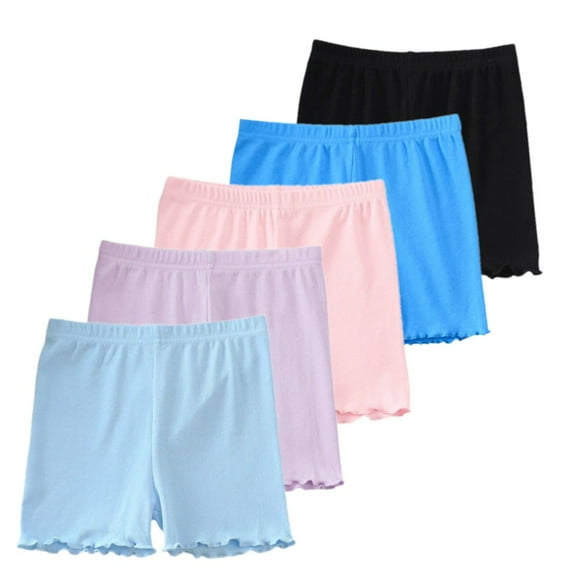 SILVERCELL Teens Little Girls Cotton Shorts Bike Shorts Dance Gymnastics Yoga Shorts Safety Active Under Dress Shorts, 5 Pack, 3-14 Years