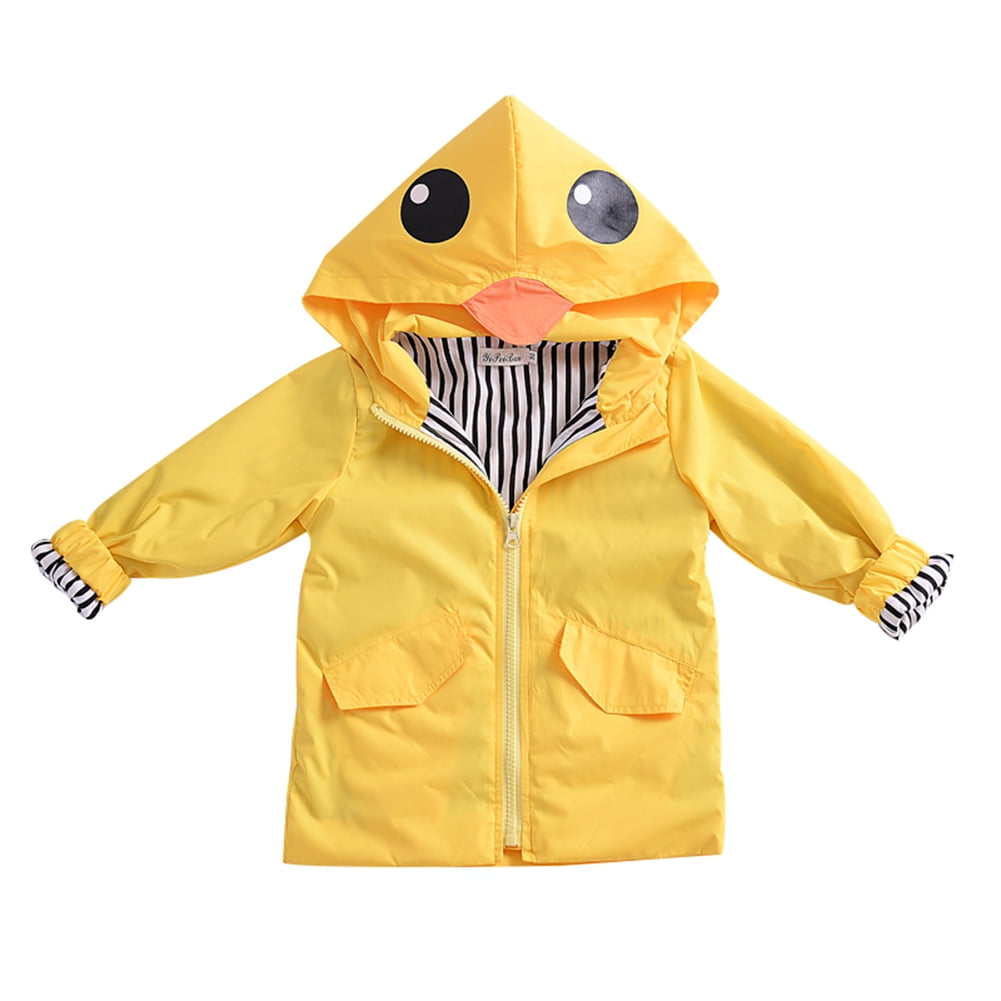 SILVERCELL Toddler Baby Boy Girl Duck Rain Jacket Cute Cartoon Yellow Raincoat Hoodie Kids Coat