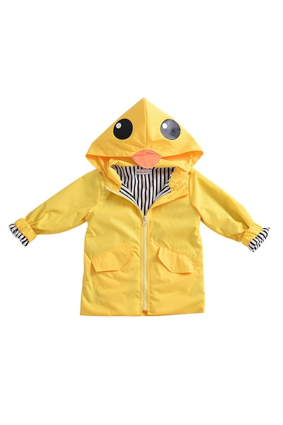 Toddler Baby Boy Girl Duck Rain Jacket Cute Cartoon Yellow Raincoat Hoodie Kids Coat Fall Winter School Outfit