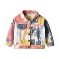 thumbnail image 1 of SILVERCELL Toddler Baby Boys Girls Tie Dye Denim Jacket Long Sleeve Outwear Button Little Kids Coats 0-6Years, 1 of 5