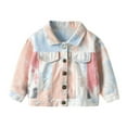 thumbnail image 1 of SILVERCELL Toddler Baby Boys Girls Tie Dye Denim Jacket Long Sleeve Outwear Button Little Kids Coats 0-6Years, 1 of 3