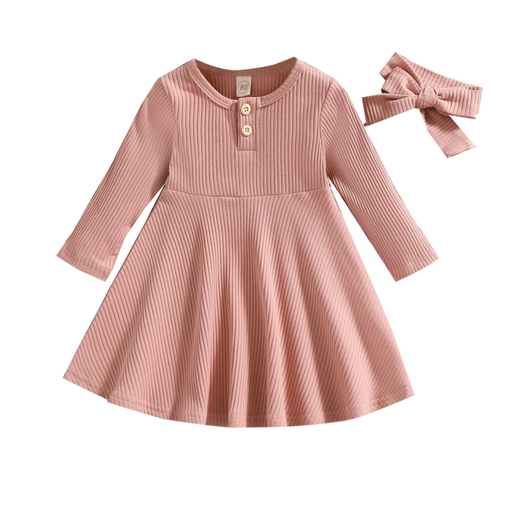 SILVERCELL Toddler Baby Girl Knit Ruffled Dresses Fall Winter Clothes