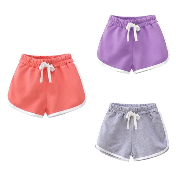 SILVERCELL Toddler Boys Girls Cotton Running Athletic Sports Shorts, Kids Workout Dance Dolphin Shorts Drawstring Beach Shorts, 3-Pack, 1-8 Years