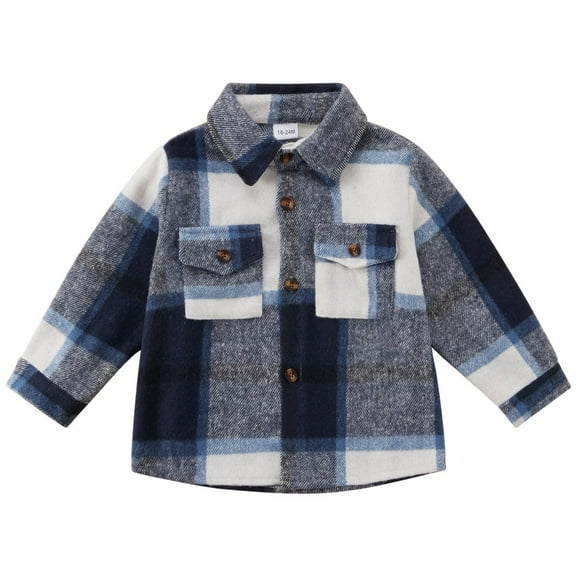 SILVERCELL Toddler Boys Girls Flannel Button Down Shirts Long Sleeve Plaid Shirts Jackets Tops 6M-4T