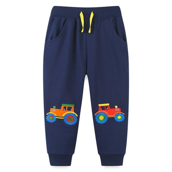 SILVERCELL Toddler Boys Pants Elastic Sweatpants with Pockets & Drawstring Cotton Active Joggers for Kids Cartoon Print 1-Pack