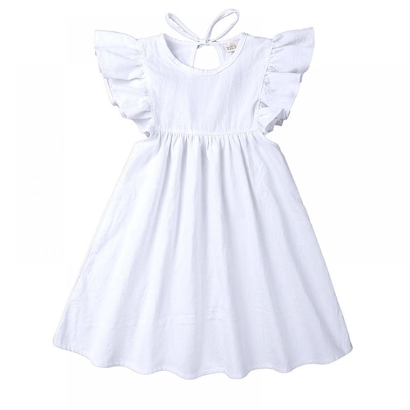 SILVERCELL Toddler Girl Dress Baby Ruffle Sleeve Sleeveless Kids Casual Dresses Beach Party Dresses 0-7 Y