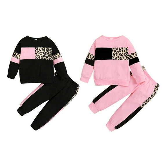 SILVERCELL Toddler Girls 2 Piece Outfits Leopard Printed Hoodie Top and Pants Set Autumn Clothes Suit 9M-6T