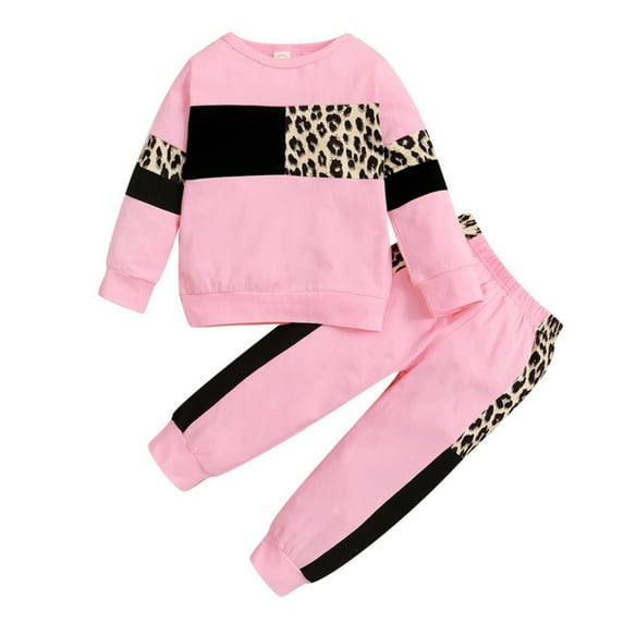 SILVERCELL Toddler Girls 2 Piece Outfits Leopard Printed Hoodie Top and Pants Set Autumn Clothes Suit 9M-6T