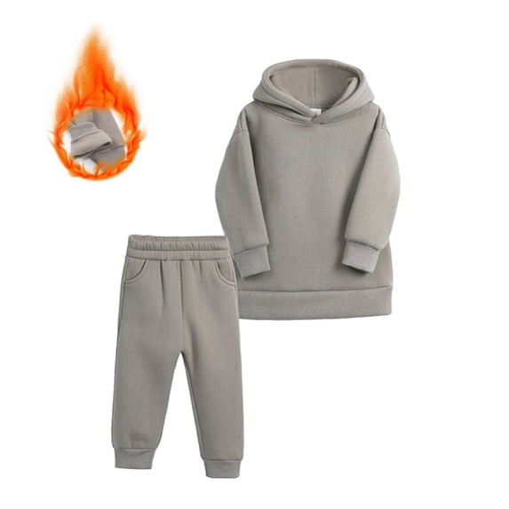 SILVERCELL Toddler Kids Autumn Thick Warm Sports Set Hoodie and Casual Pants Two-Piece Set for Boys or Girls 1-7 Years Old