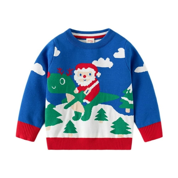 SILVERCELL Toddler Kids Christmas Sweater,Christmas Pattern Long Sleeve Crew Neck Casual Knitted Sweater for Boys 2-9 Years