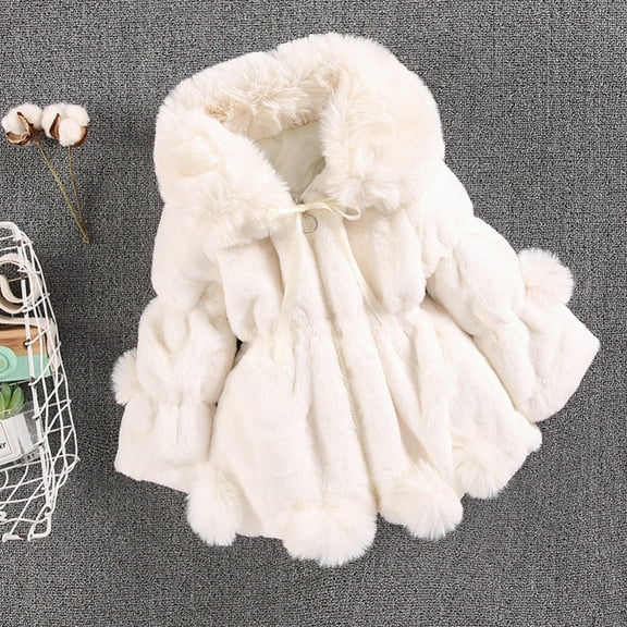SILVERCELL Toddler Kids Double Sided Plush Jacket Winter Thick Faux Fur Coat Warmth Casual Outwear for Girls 1-6 Years Old
