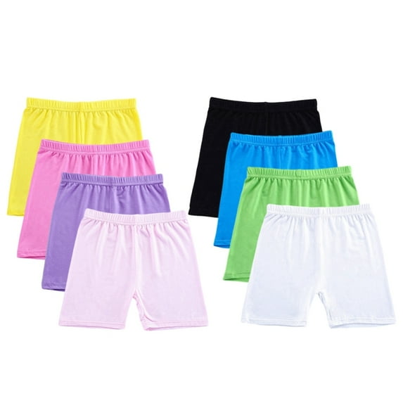SILVERCELL Toddler Kids Girls 8Pieces Under Dress Dance Safety Shorts Multicolor Soft Bicycle Shorts for Girls 2-10 Years Old