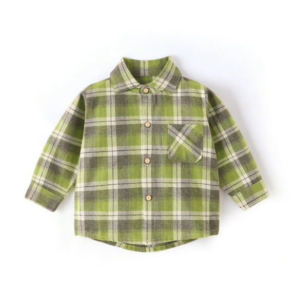 SILVERCELL Toddler Kids Spring and Autumn Boys Lapel Plaid shirt Long Sleeved Button Down Cotton Top for 1-11 Years Old