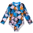 thumbnail image 1 of SILVERCELL Toddler Little Big Girls One Piece Swimsuit Floral Long Sleeve Rashguard UPF 50+, 1 of 8