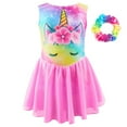 thumbnail image 1 of SILVERCELL Toddler Little Girls Sleeveless Gymnastics Leotards with Scrunchy, Big Girls Printed Dance Unitard Biketard Dancewear 3-12 Years, 1 of 8
