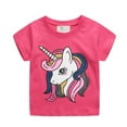 thumbnail image 1 of SILVERCELL Toddler Little Girls Summer Shirts Unicorn Short Sleeve Tee Cotton Top Size 2-7 Years, 1 of 8