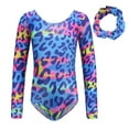 thumbnail image 1 of SILVERCELL Toddler Rainbow Leopard Print Tight Jumpsuit Gymnastics Leotards Athletic Dance Bodysuit Headband Sets, 1 of 8