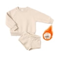 thumbnail image 1 of SILVERCELL Two Piece Set of Solid Color Casual Long Sleeved Pullovered Top and Shorts for Boys and Girls 1-14 Years Toddler Kids and Teen, 1 of 3
