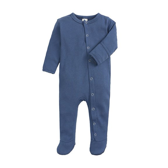 SILVERCELL Unisex Babies'One-Piece Organic Cotton Long-Sleeve Footed Pajamas Baby Girls' Organic Cotton Button Front Romper 0-12M