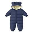 thumbnail image 1 of SILVERCELL Unisex Baby Snowsuit Infant Cute Bear Hooded Winter Warm Flannel Lining Romper 0-18 Months, 1 of 3