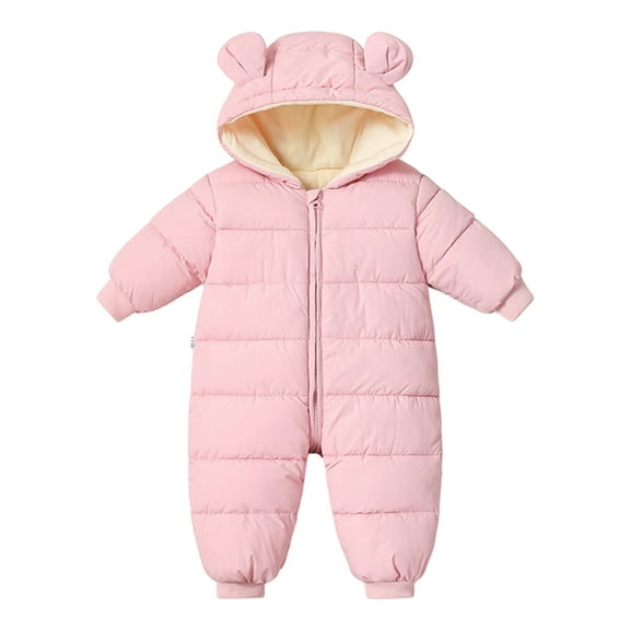 SILVERCELL Unisex Baby Snowsuit Infant Cute Bear Hooded Winter Warm Flannel Lining Romper 0-18 Months