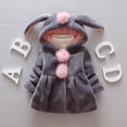thumbnail image 1 of SILVERCELL Winter Long Hooded Jacket with Rabbit Ear for Girls Button Solid Color Plush Thick Coat for 9M-4T Infant Toddler, 1 of 7