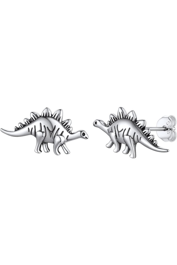 SILVERCUTE 925 Sterling Silver Earrings for Women,Silver Cat/Dinosaur/Devil Horn/Leaf/Snake/Skeleton Various Stud Earrings or Ear Cuffs