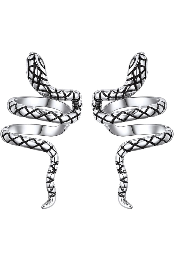 SILVERCUTE 925 Sterling Silver Earrings for Women,Silver Cat/Dinosaur/Devil Horn/Leaf/Snake/Skeleton Various Stud Earrings or Ear Cuffs