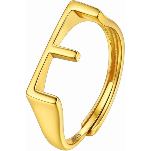 SILVERCUTE 925 Sterling Silver Initial Rings for Women,Adjustable Capital Letter Ring Hypoallergenic,Minimalist 925 Silver Rings for Mother Daughter