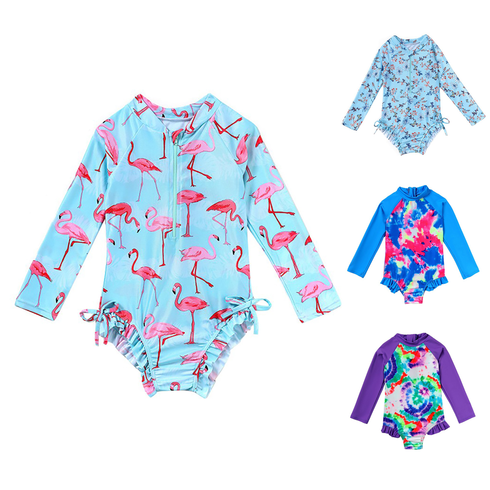 SILVERDELL Girls Rashguard Bathing Suit Long Sleeve One Piece Swimsuit