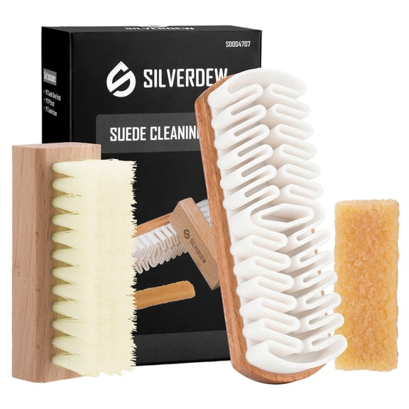 SILVERDEW 3-Piece Suede Cleaning Kit, Shoe Brush & Eraser to Remove Dirt, Stains & Scuffs