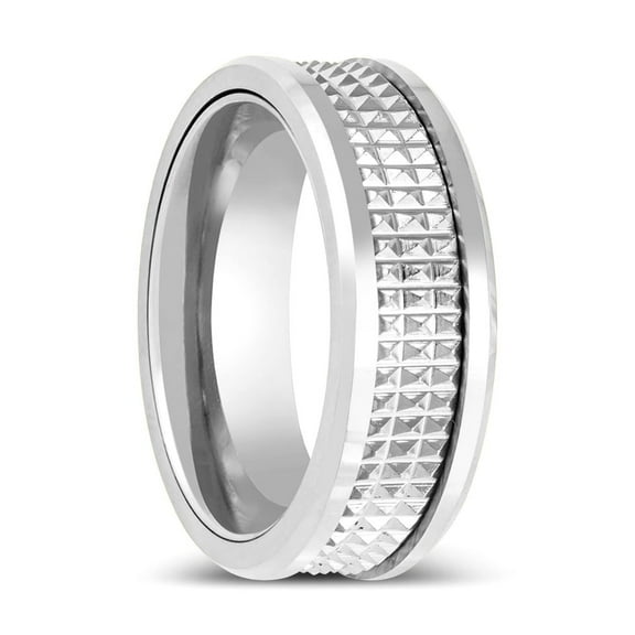 SILVERFANG | Silver Tungsten Ring with Jagged Center