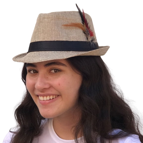 SILVERFEVER Fedora Hat with Feathers Gatsby Holiday Octoberfast Bavarian Alpine Trilby Dress Up Hats