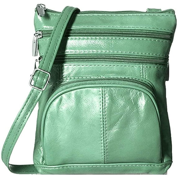 SILVERFEVER Genuine Leather Organizer Handbag Cross Body - Shoulder Travel Bag