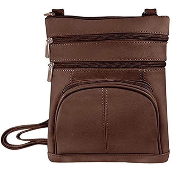 SILVERFEVER Genuine Leather Organizer Handbag Cross Body - Shoulder Travel Bag