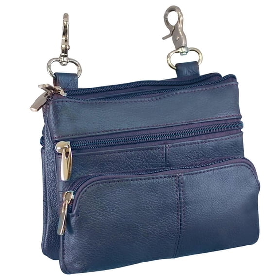 SILVERFEVER Leather Bike Rider Accordion Bag Cross Body Belt Phone Pack Pouch