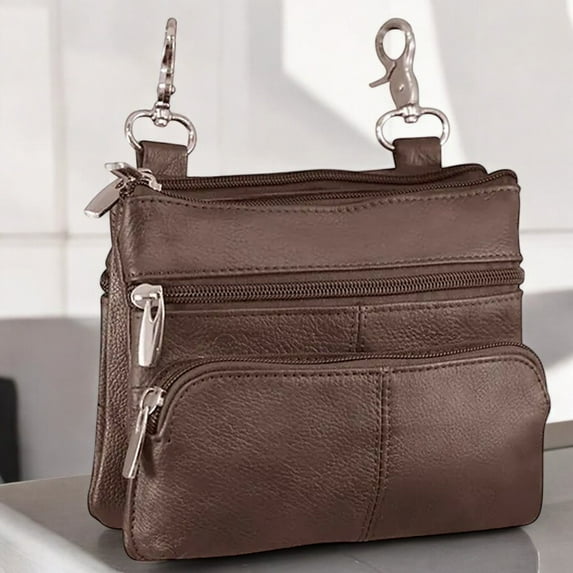 SILVERFEVER Leather Bike Rider Accordion Bag Cross Body Belt Phone Pack Pouch