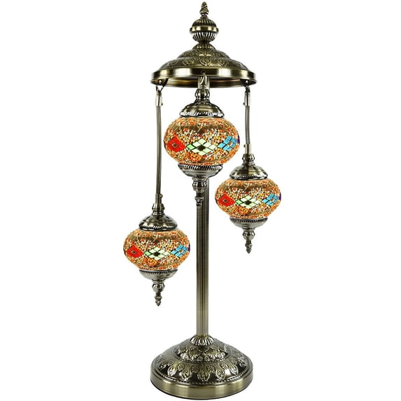 SILVERFEVER Moroccan Lamps Mosaic Turkish Lamp Colorful Handmade Glass Lanterns 30" Tall- E 12 Light Bulbs Enclosed Blue Star of David