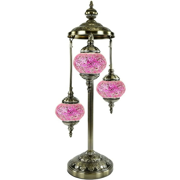 SILVERFEVER Moroccan Lamps Mosaic Turkish Lamp Colorful Handmade Glass Lanterns 30" Tall- E 12 Light Bulbs Enclosed Lavender Field